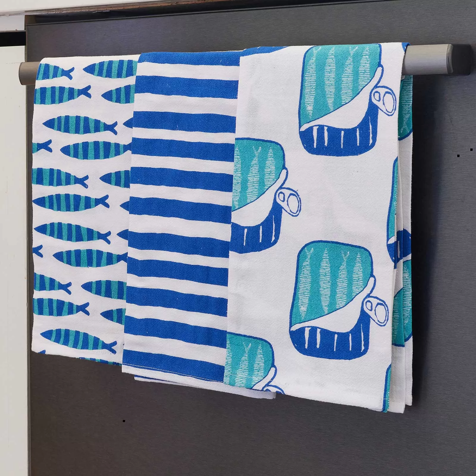 Sardines Cotton Kitchen Towel Set Of 3