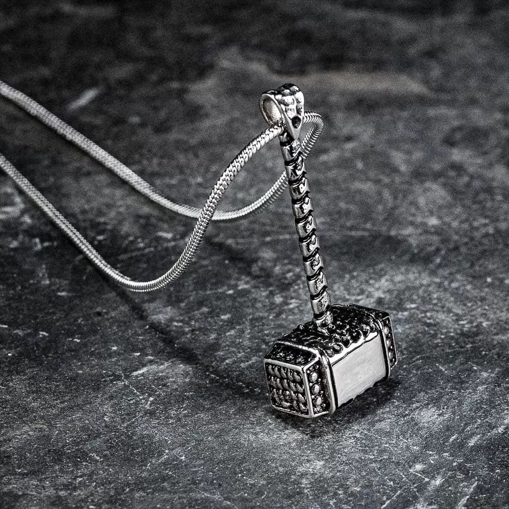 Stainless Steel Thor's Hammer Cremation Necklace