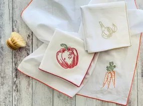 Vegetable Flour Sack Towels, set of three