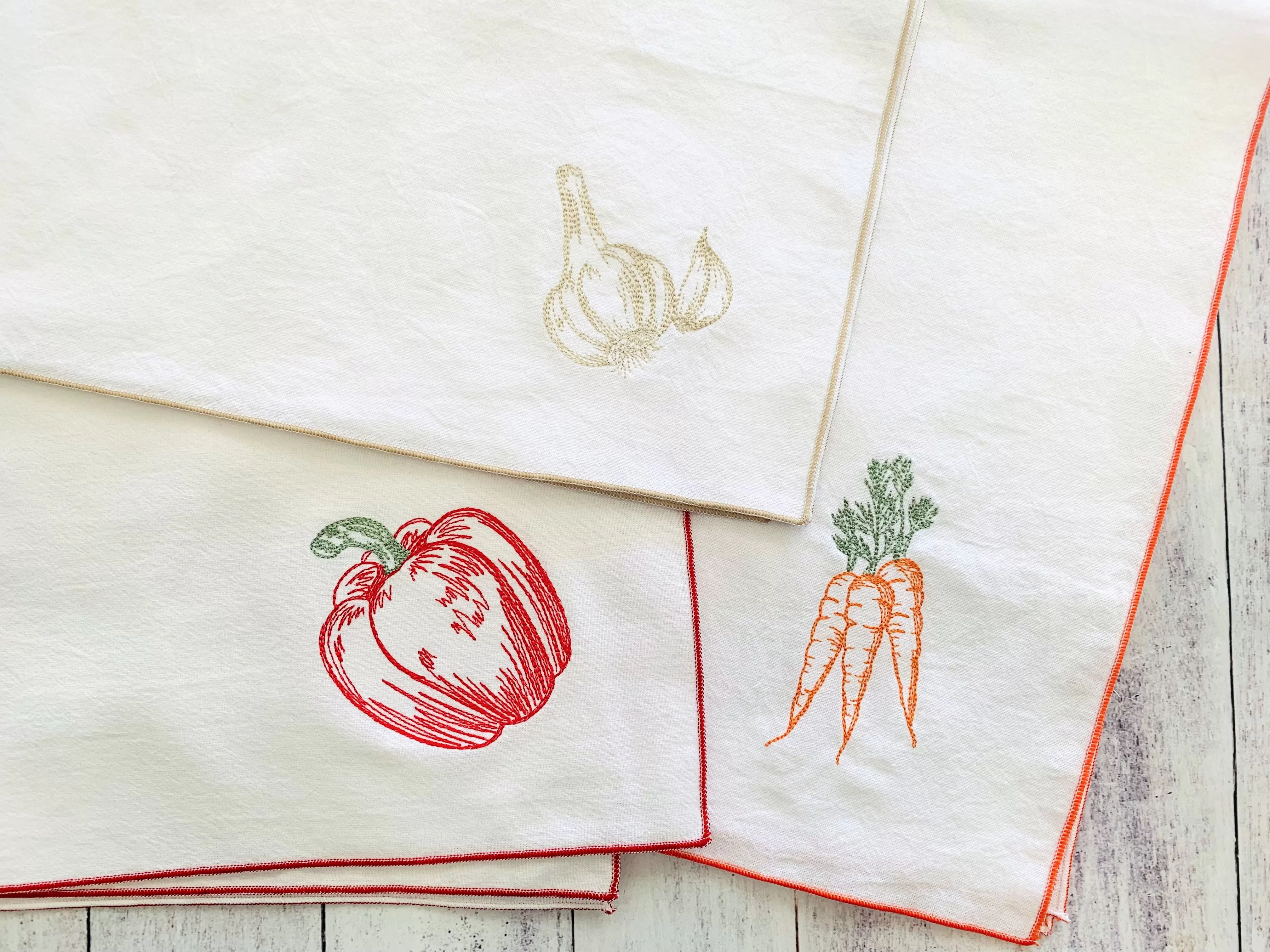 Vegetable Flour Sack Towels, set of three