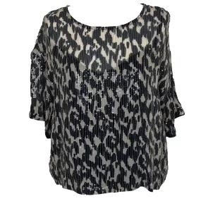 Velvet Graham & Spencer New Navy & Ecru Sequin Top XS