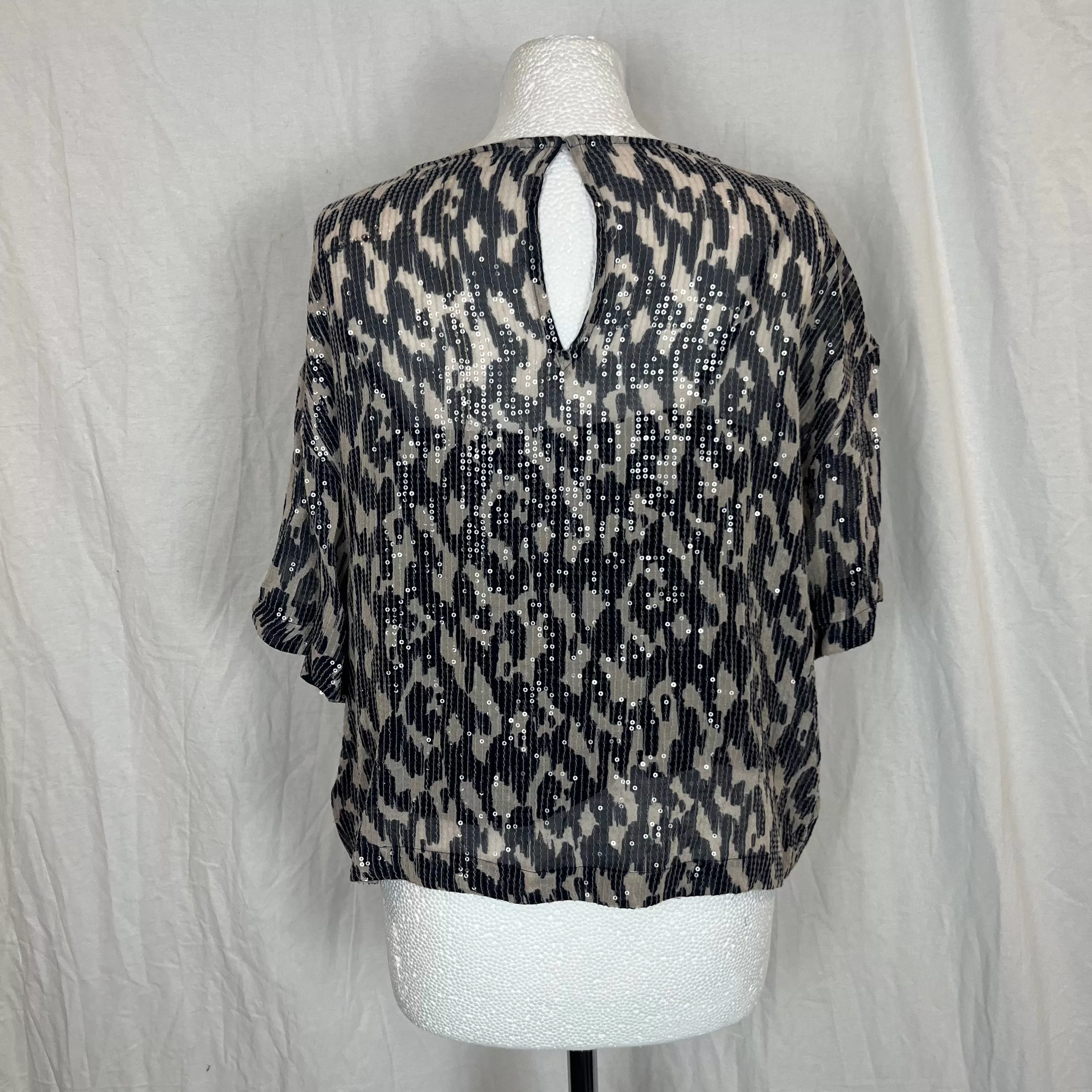 Velvet Graham & Spencer New Navy & Ecru Sequin Top XS