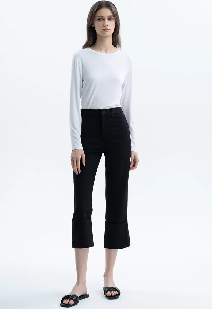 Wide Folded Solid Pants