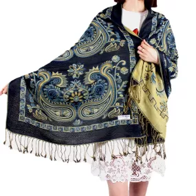 Women Ethnic Style Keep Warm Plus Thick Long Scarf Shawl With Tassel