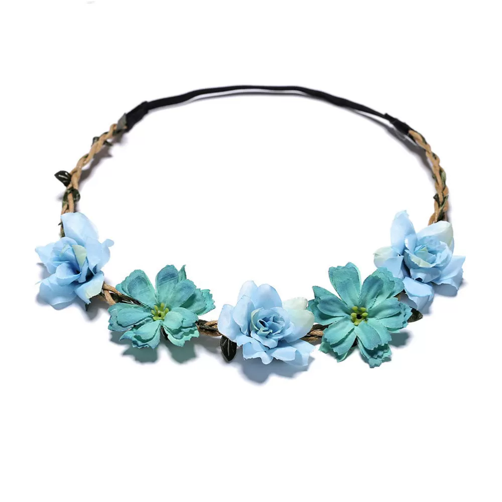 Women Girls Silk Flower Hair Bands