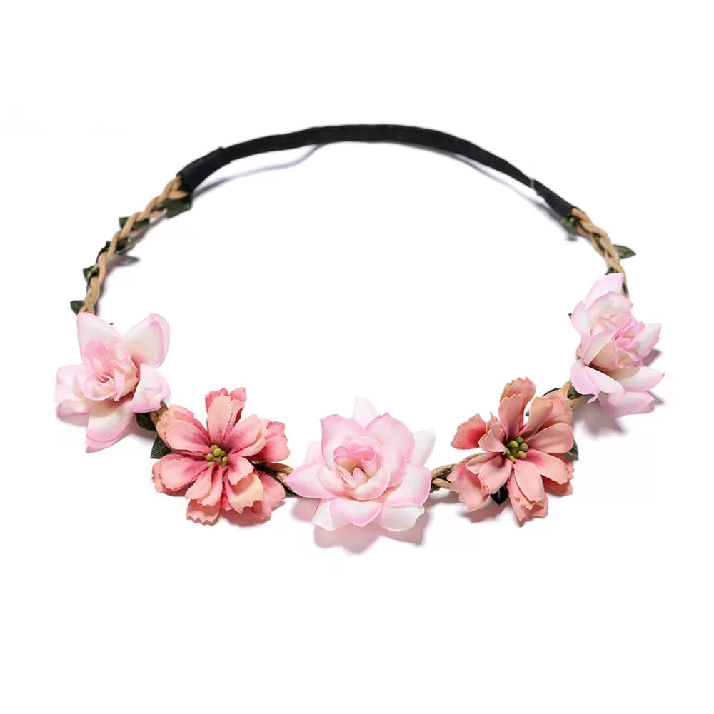 Women Girls Silk Flower Hair Bands